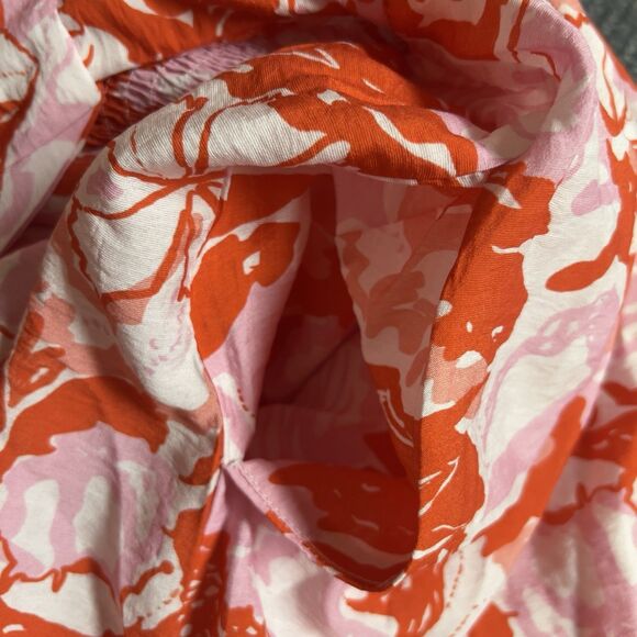 Petal & Pup Maggie Babydoll Mini Dress Sz L Pink Red Floral Puff Sleeves - Picture 10 of 16